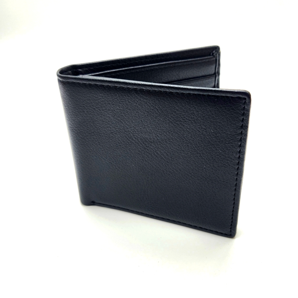 NwoT Men's Bifold Business Wallet, Faux Leather  RFID Block 10 Card 2 Clear Slot